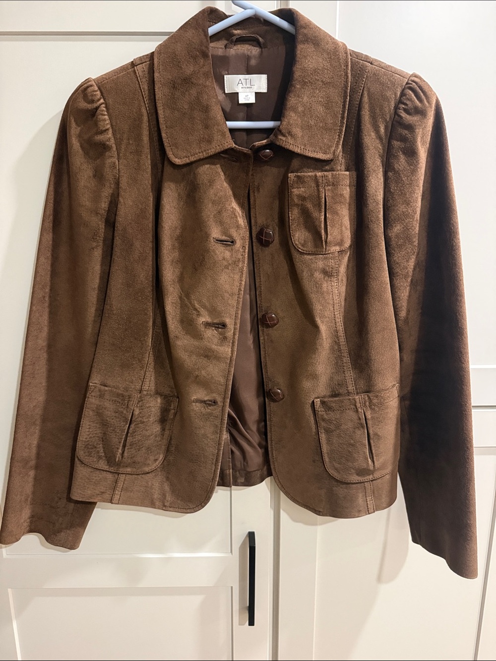 Ann Taylor Loft Brown Suede Button-Front Jacket